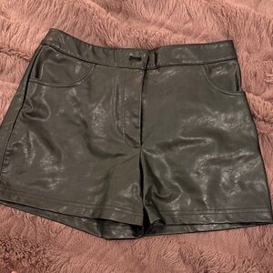 Zara black Faux Leather High Waist Shorts